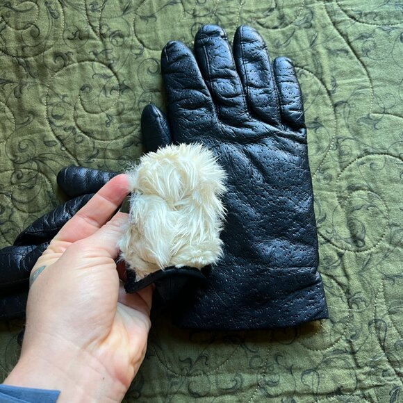 Vintage Fur Lined Leather Gloves, Women's Medium - Picture 7 of 7